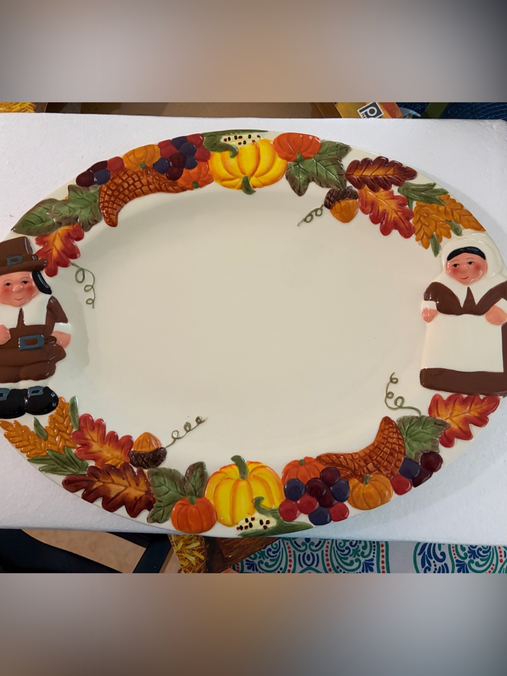 Publix Pilgrim Pair Serving Platter - Cream and Multicolor